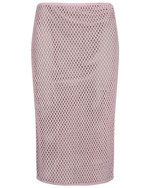 Prada Logo Plaque Midi Skirt - Purple