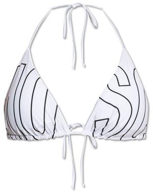 Moschino Logo Printed Swimsuit Top - White