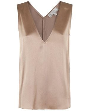 Antonelli V-Neck Sleeveless Top - Brown