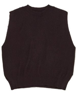Homme Plissé Issey Miyake Crewneck Sleeveless Ribbed Sweater - Brown