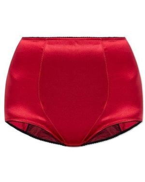 Dolce & Gabbana High Waist Satin Briefs - Red