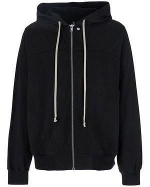 Rick Owens Windbreaker Loose Fit Hooded Sweatshirt - Black