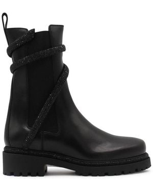 Rene Caovilla Embellished Round Toe Boots - Black