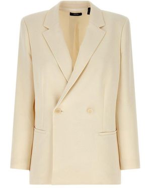 Theory Admiral Crepe Relaxed Double-breasted Blazer - Natural