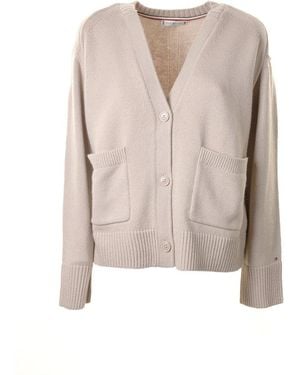 Tommy Hilfiger Long-Sleeved V-Neck Cardigan - Natural