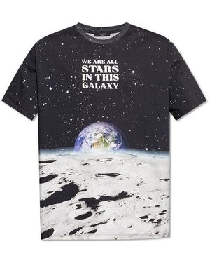 Balmain Earth & Stars Print T-Shirt - Black