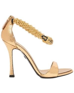 Roberto Cavalli Bejeweled Tigers Embellished Sandals - Metallic