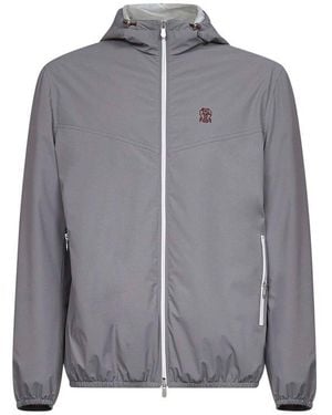 Brunello Cucinelli Zip-Up Hooded Jacket - Grey
