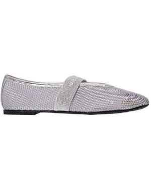 Karl Lagerfeld Logo Strap Slip-On Flat Shoes - White