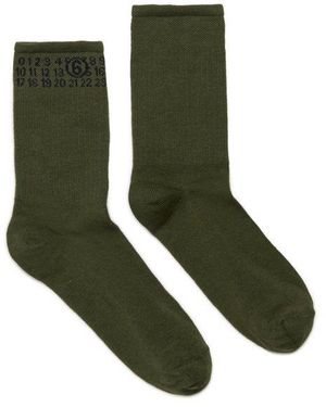 MM6 by Maison Martin Margiela Kids Numeric Logo Intarsia Socks - Green