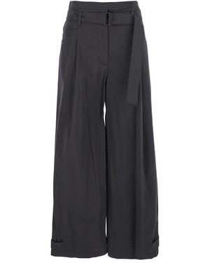 Low Classic Belted Denim Bermuda Pants in Blue | Lyst