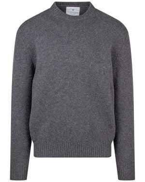 Seven Gauge Crew Neck Knit Sweater - Grey