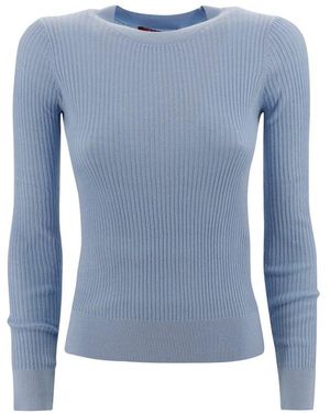 Max Mara Crewneck Ribbed Jumper - Blue