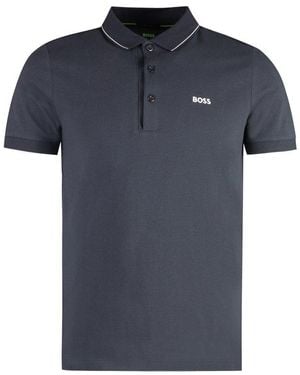 BOSS Logo Embroidered Short-Sleeved Polo Shirt - Black