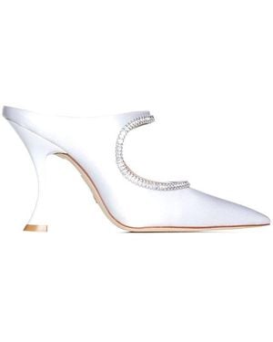 Stuart Weitzman Xcurve Pointed Toe Mules - White
