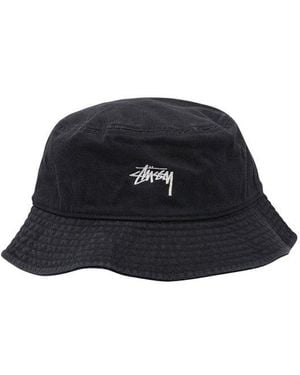 Stussy Logo Embroidered Bucket Hat - Blue