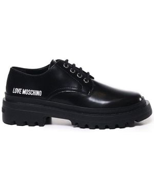 Love Moschino Logo Printed Lace-Up Shoes - Black