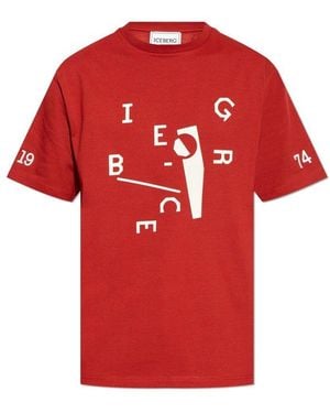 Iceberg Logo-Printed Crewneck T-Shirt - Red