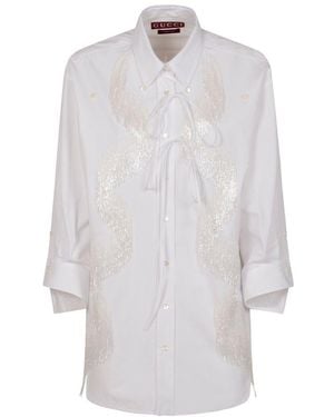 Gucci Fringe Detailed Shimmering Shirt - White