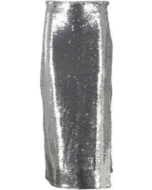 Isabelle Blanche Allover Sequin Embellished Midi Skirt - Gray