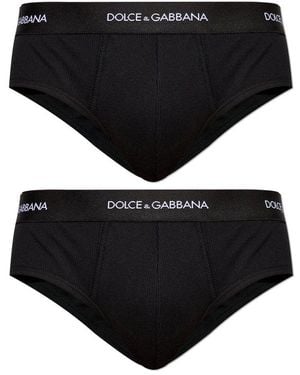 Dolce & Gabbana Logo Waistband Two Pack Of Briefs - Black