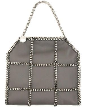 Stella McCartney Logo Engraved Chain Detailed Shoulder Bag - Gray