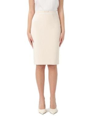 Elisabetta Franchi Back Slit Straight Hem Skirt - Natural