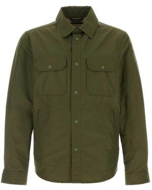 Woolrich Long-Sleeved Curved Hem Overshirt - Green