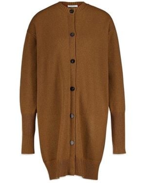 Ferragamo Ribbed Knit Cardigan Dress - Brown