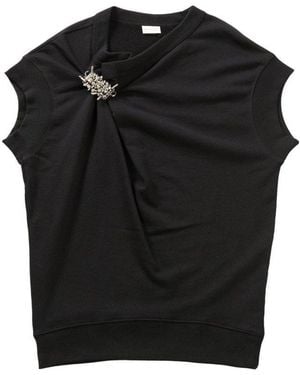 Dries Van Noten Embellished Sleeveless Ribbed Top - Black