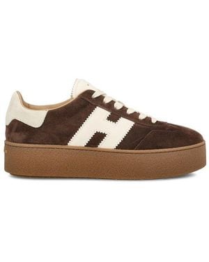 Hogan Side H Patch Trainers - Brown