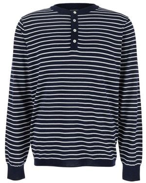 AFTER PRAY Striped Crewneck Jumper - Blue
