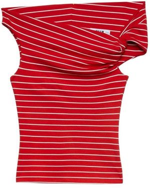 MSGM Knot-Detailed Striped Top - Red