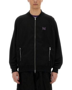 Needles Jacket With Zip Closure And Butterfly Embroidery - Black