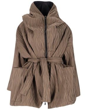 Kimonorain Hooded Wrap Coat - Brown