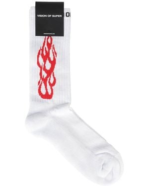 Vision Of Super Flame Crew Socks - White