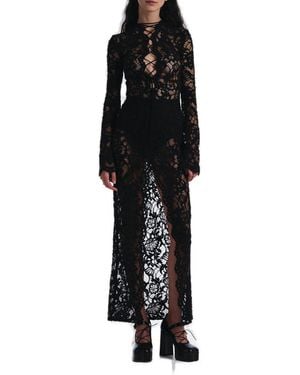 MANURI Sally Semi-sheer Lace Midi Dress - Black