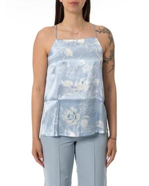 Marella Flared Satin Top - Blue