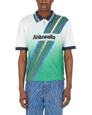 Ahluwalia Short Sleeved Graphic Printed Football Polo Shirt - Green