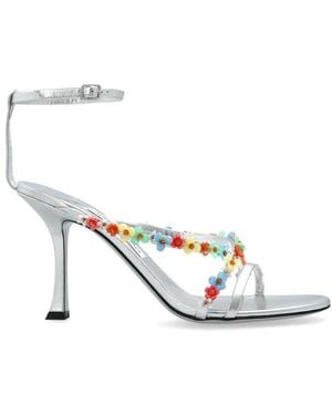 Jimmy Choo Blanche 90 Daisy Embroidery Sandals - Metallic