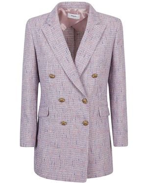 SAULINA Double-Breasted Blazer Jacket - Purple