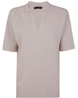 D.exterior Collared Short Sleeve Top - White