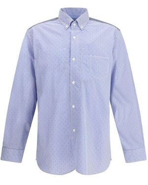 Junya Watanabe Pinstriped Panelled Shirt - Blue