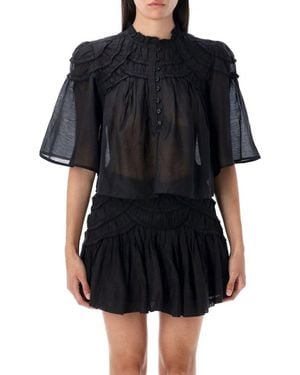 Isabel Marant Carmen Gathered Top - Black