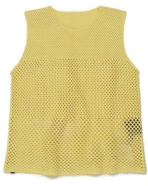 Isa Boulder Relaxed Fit Solid Fishnet Tank Top - Yellow