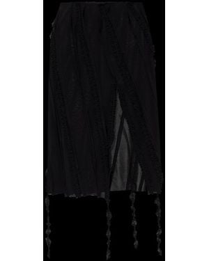 Blumarine Decorative Trim Front Slit Midi Skirt - Black