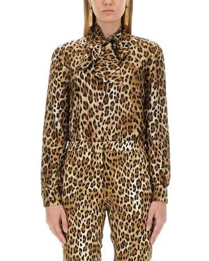 Moschino Leopard Print Pussy-bow Blouse - Multicolour