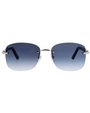 Cartier Rectangular Rimless Sunglasses - Blue
