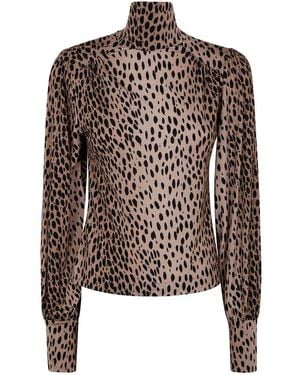 RIXO London Suki Jersey Top - Brown