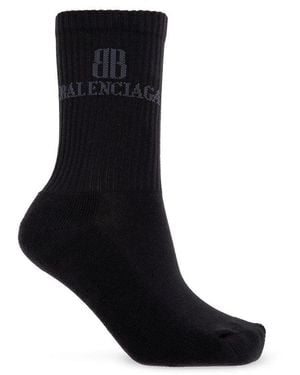 Balenciaga Socks With Logo - Black